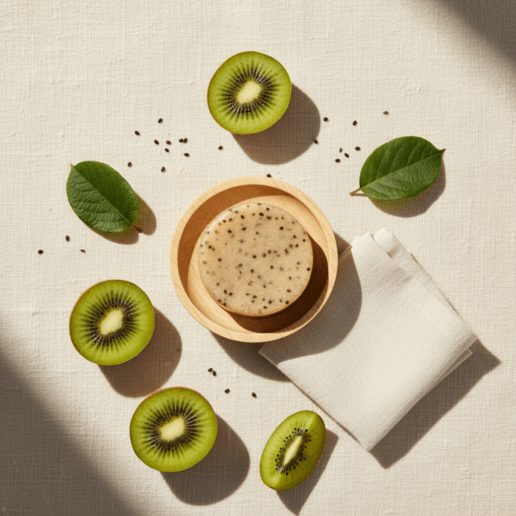 Barre Gommage Corporel Graines de Kiwi — Exfoliation Naturelle Zéro Déchet
