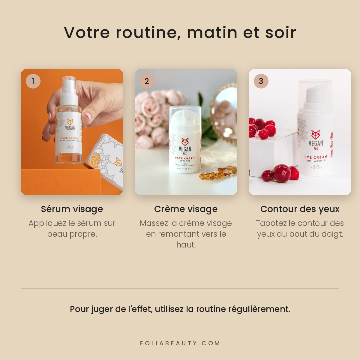 Coffret Anti-Âge Vegan Fox — Sérum, Crème Visage & Contour des Yeux